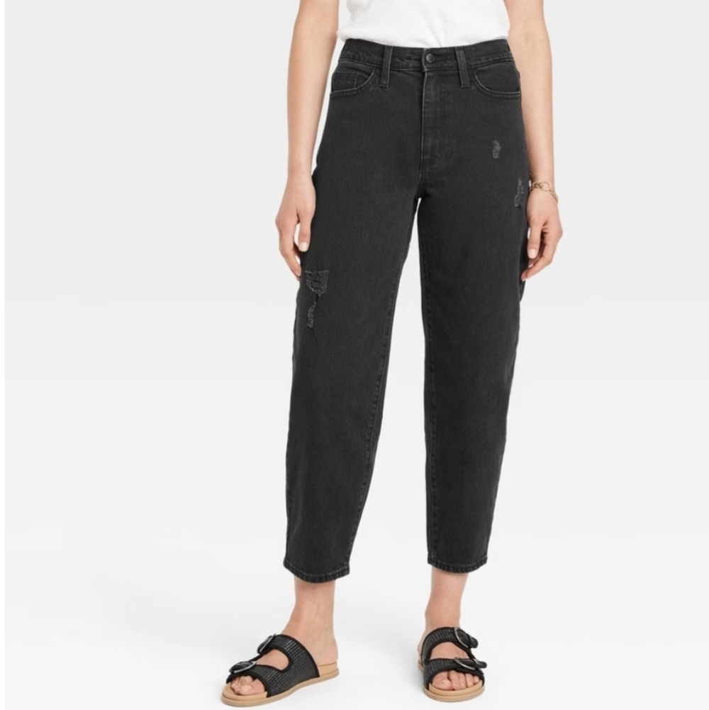 Women's High-Rise Balloon Jeans - Universal Thread Black 4